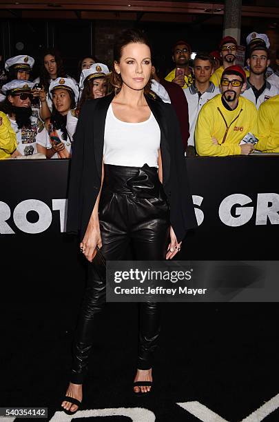 Actress Kate Beckinsale arrives at the Premiere Of Columbia Pictures And Village Roadshow Pictures 'The Brothers Grimsby' at Regency Village Theatre...