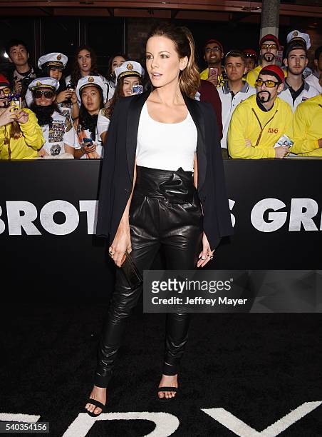 Actress Kate Beckinsale arrives at the Premiere Of Columbia Pictures And Village Roadshow Pictures 'The Brothers Grimsby' at Regency Village Theatre...