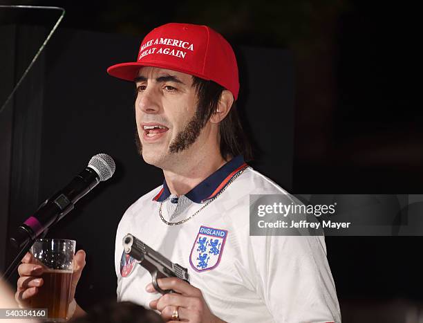 Producer/writer/actor Sacha Baron Cohen arrives at the Premiere Of Columbia Pictures And Village Roadshow Pictures 'The Brothers Grimsby' at Regency...