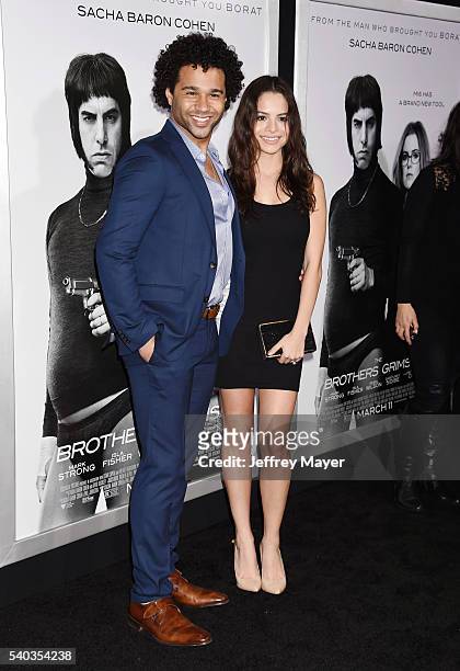 Actors Corbin Bleu and Sasha Nicole Clements arrive at the Premiere Of Columbia Pictures And Village Roadshow Pictures 'The Brothers Grimsby' at...