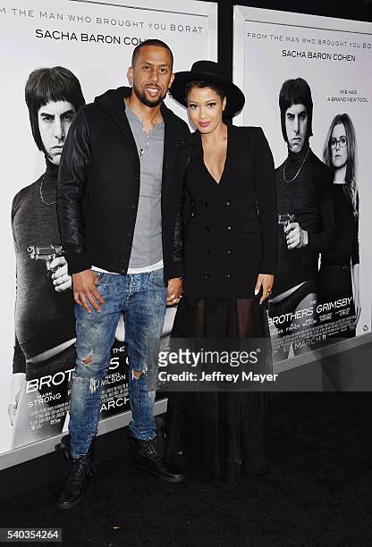Actor Affion Crockett and guest arrive at the Premiere Of Columbia Pictures And Village Roadshow Pictures 'The Brothers Grimsby' at Regency Village...