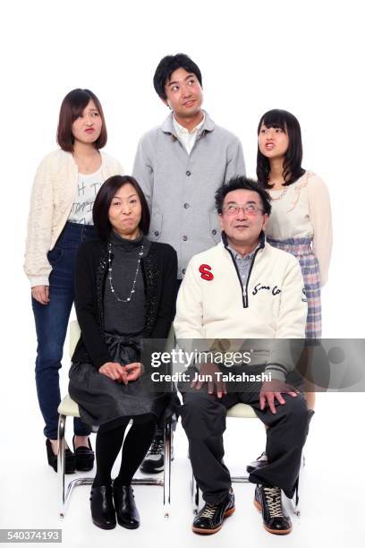 portrait o japanese family - black women in stockings stockfoto's en -beelden