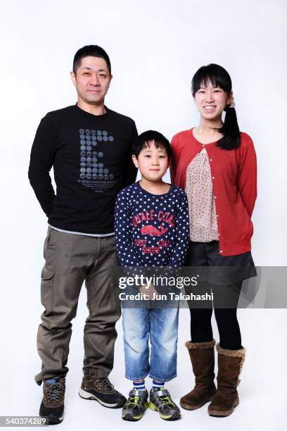 portrait o japanese family - polka dot rain boots women stock pictures, royalty-free photos & images