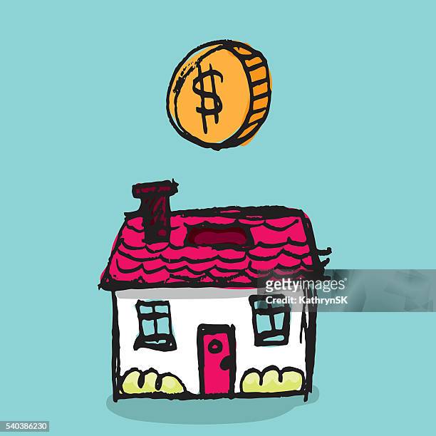 house with coin - kathrynsk stock illustrations