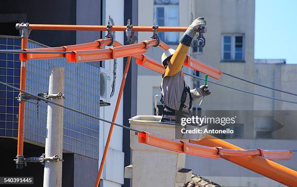maintenance of electric network - santa maria - rio grande do sul stock pictures, royalty-free photos & images