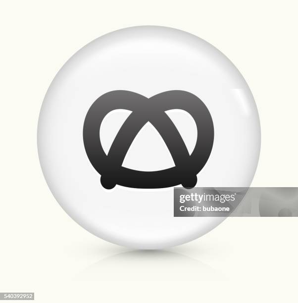 pretzel icon on white round vector button - salted stock illustrations