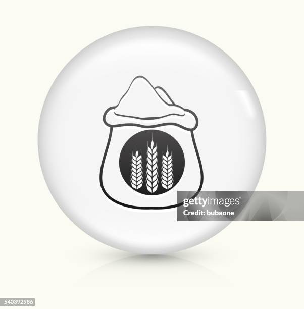 ilustrações, clipart, desenhos animados e ícones de bolsa de farinha de trigo ícone no botão branco vetorial redondo - bag flour icon