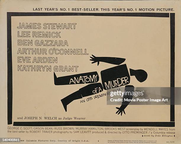 Poster designed by Saul Bass for Otto Preminger's 1959 crime film 'Anatomy of a Murder'.