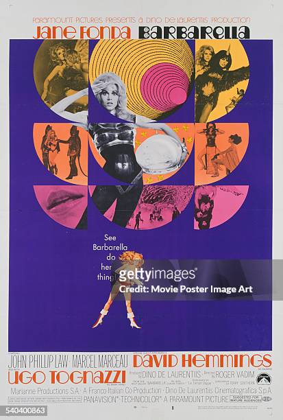 Poster for Roger Vadim's 1968 adventure film 'Barbarella' starring Jane Fonda.