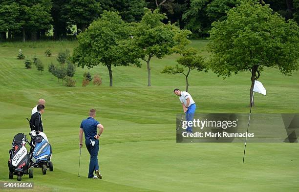 Anthony Mackrell and Peter Scanlan of Playsport Golf with Gareth Hardy of Prestwick St Nicholas Golf Club and Michael Rae of Drumoig Golf Centre on...