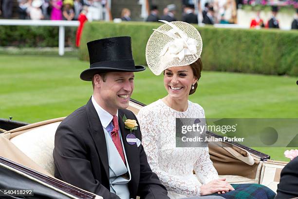 Catherine, Duchess of Cambridge and Prince William, Duke of Cambridge attend day 2 of Royal Ascot at Ascot Racecourse on June 15, 2016 in Ascot,...