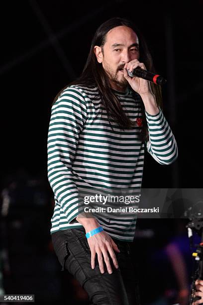 Steve Aoki performs during the Doritos #MixArcade at L.A. LIVE on June 14, 2016 in Los Angeles, California.