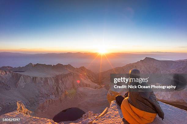 sunrise on the top of mount whitney. - john muir trail stock pictures, royalty-free photos & images
