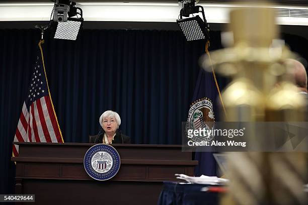 Federal Reserve Board Chair Janet Yellen speaks during a news conference June 15, 2016 in Washington, DC. The Federal Reserve has decided to leave...