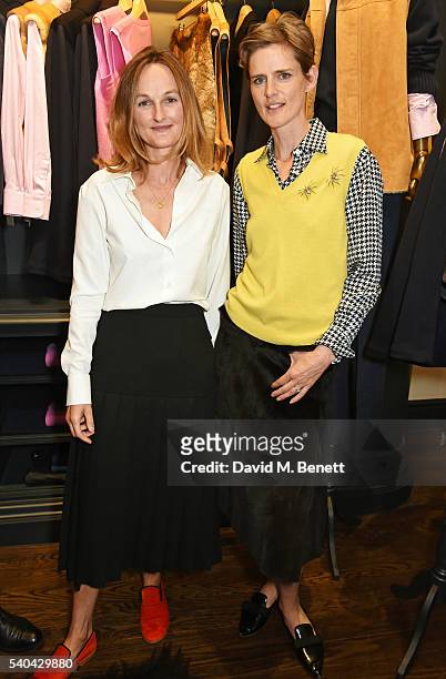 Isabella Cawdor and Stella Tennant attend the launch of their collection for Holland & Holland at their Bruton Street store on June 15, 2016 in...