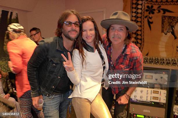 Rami Jaffe of The Wallflowers, and the Foo Fighters, actress/singer Juliette Lewis, and singer songwriter Jonny Kaplan pose for a portrait at...