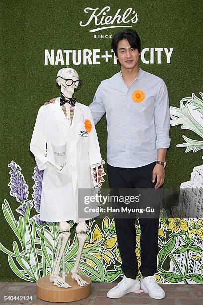 South Korean actor Kim San-Ho attends the photocall for "KIEHL'S Nature + TheCity Art Exhibition" at the Fifty Fifty Gallery on June 9, 2016 in...