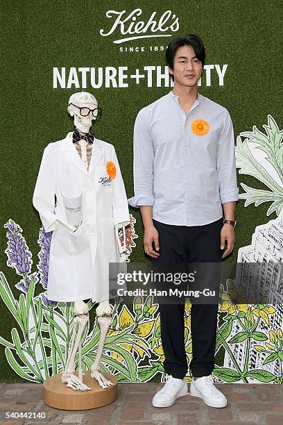 South Korean actor Kim San-Ho attends the photocall for "KIEHL'S Nature + TheCity Art Exhibition" at the Fifty Fifty Gallery on June 9, 2016 in...