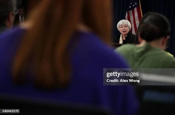 Federal Reserve Board Chair Janet Yellen speaks during a news conference June 15, 2016 in Washington, DC. The Federal Reserve has decided to leave...