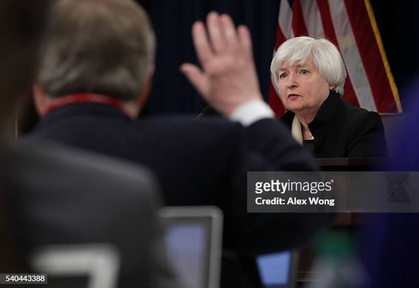 Federal Reserve Board Chair Janet Yellen listens during a news conference June 15, 2016 in Washington, DC. The Federal Reserve has decided to leave...