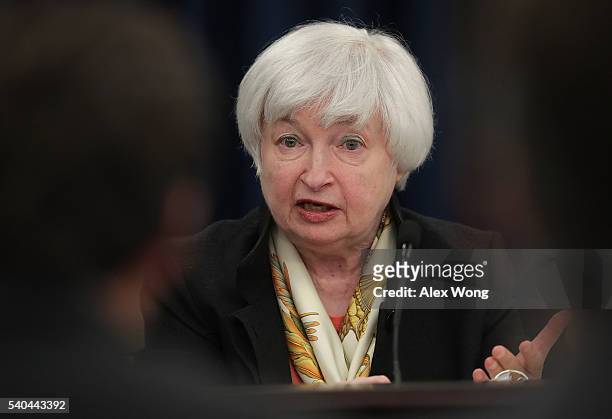Federal Reserve Board Chair Janet Yellen speaks during a news conference June 15, 2016 in Washington, DC. The Federal Reserve has decided to leave...