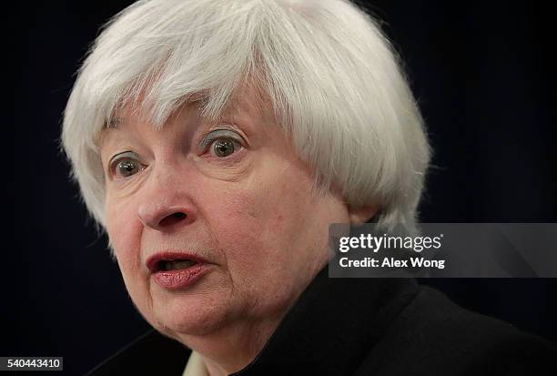 Federal Reserve Board Chair Janet Yellen speaks during a news conference June 15, 2016 in Washington, DC. The Federal Reserve has decided to leave...