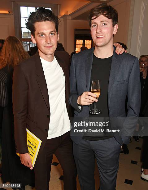 Terry Edwards and George Craig attend the launch of their new book "Terry & George: Feeding Friends" at Thomas's in Burberry, 121 Regent Street, on...