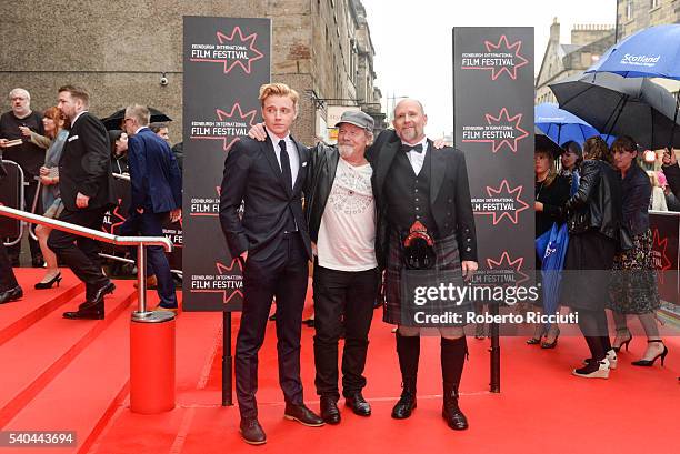 Actors Jack Lowden, Peter Mullan and director Jason Connery attend the screening of "Tommy's Honour" and opening gala of the Edinburgh International...