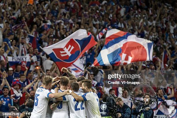 Tomas Hubocan of Slovakia, Ondrej Duda of Slovakia, Marek Hamsik of Slovakia, Viktor Pecovsky of Slovakia, Peter Pekarik of Slovakia, Juraj Kucka of...