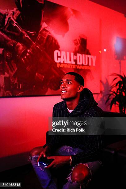 Jordan Clarkson Stops By E3 To Check Out "Call Of Duty: Infinite Warfare" at Los Angeles Convention Center on June 15, 2016 in Los Angeles,...