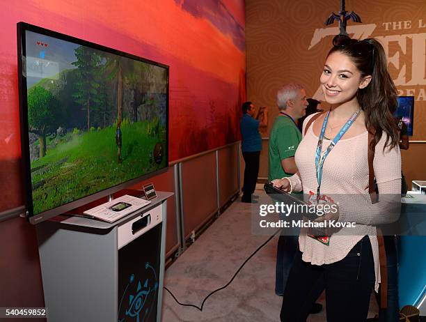 Actress Kira Kosarin got an exclusive look at the latest Zelda for Wii U game while attending the 2016 E3 Gaming Convention at Los Angeles Convention...