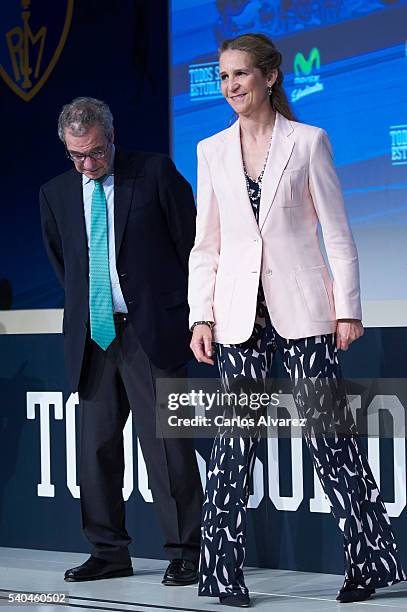 President of Telefonica Foundation Cesar Alierta and Princess Elena of Spain attend "Todos Somos Estudiantes" Movistar awards at the Telefonica...