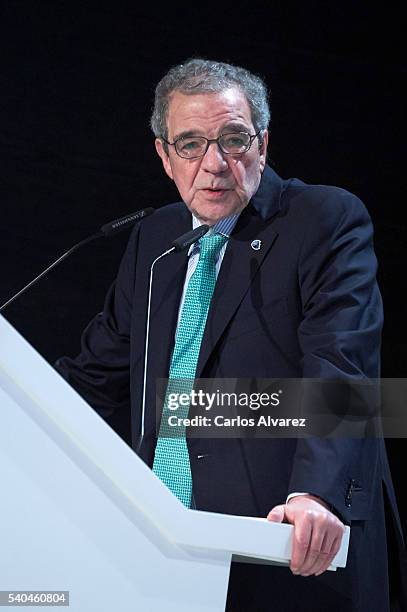 President of Telefonica Foundation Cesar Alierta attends "Todos Somos Estudiantes" Movistar awards at the Telefonica Auditorium on June 15, 2016 in...