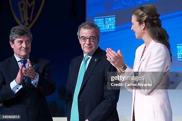 Fernando Galindo, President of Telefonica Foundation Cesar Alierta and Princess Elena of Spain attend "Todos Somos Estudiantes" Movistar awards at...