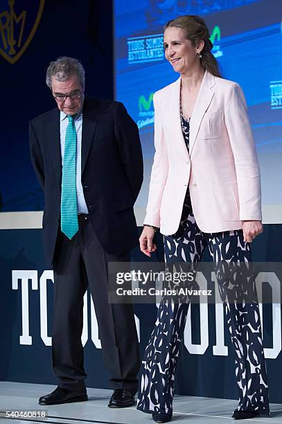 President of Telefonica Foundation Cesar Alierta and Princess Elena of Spain attend "Todos Somos Estudiantes" Movistar awards at the Telefonica...