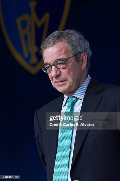 President of Telefonica Foundation Cesar Alierta attends "Todos Somos Estudiantes" Movistar awards at the Telefonica Auditorium on June 15, 2016 in...