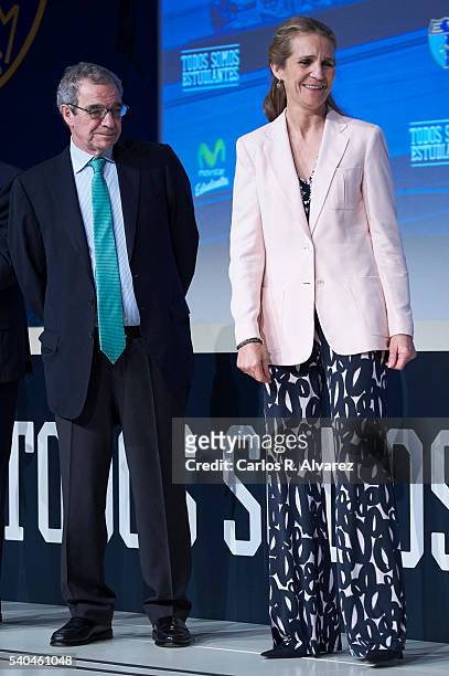 President of Telefonica Foundation Cesar Alierta and Princess Elena of Spain attend "Todos Somos Estudiantes" Movistar awards at the Telefonica...