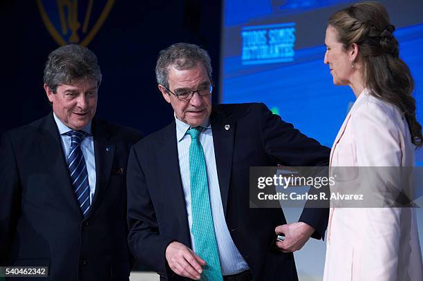 Fernando Galindo, President of Telefonica Foundation Cesar Alierta and Princess Elena of Spain attend "Todos Somos Estudiantes" Movistar awards at...