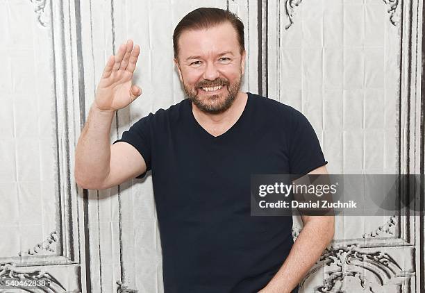 Ricky Gervais attends AOL Build to discuss 'Special Correspondents' at AOL Studios on June 15, 2016 in New York City.