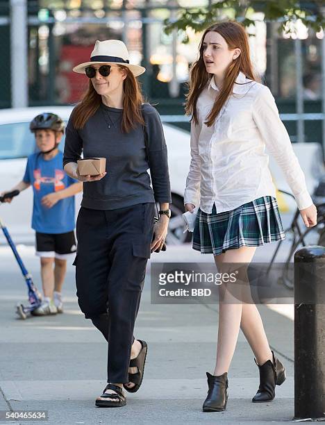 Julianne Moore and daughter Liv Freundlich are seen on June 15, 2016 in New York City.