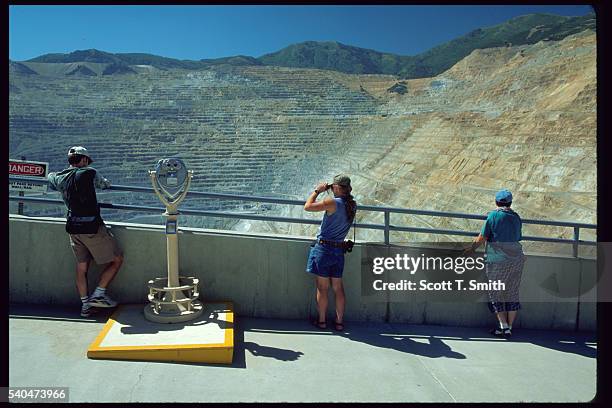 tourists at kennecott copper mine - bingham canyon mine stock pictures, royalty-free photos & images