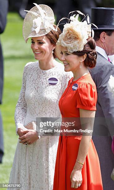 Catherine, Duchess of Cambridge and Crown Princess Mary of Denmark attend day 2 of Royal Ascot at Ascot Racecourse on June 15, 2016 in Ascot, England.