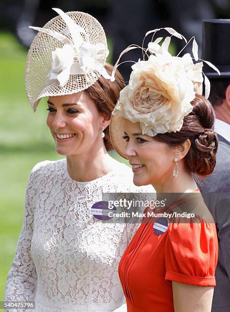 Catherine, Duchess of Cambridge and Crown Princess Mary of Denmark attend day 2 of Royal Ascot at Ascot Racecourse on June 15, 2016 in Ascot, England.