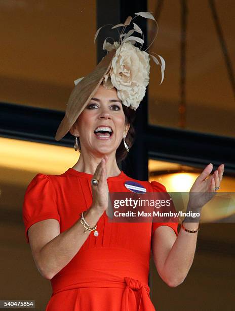 Crown Princess Mary of Denmark watches the racing as she attends day 2 of Royal Ascot at Ascot Racecourse on June 15, 2016 in Ascot, England.