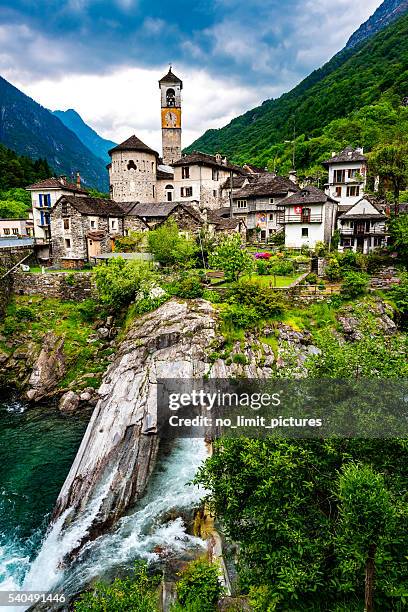 lavertezzo in valley verzasca in switzerland - ticino canton stock pictures, royalty-free photos & images