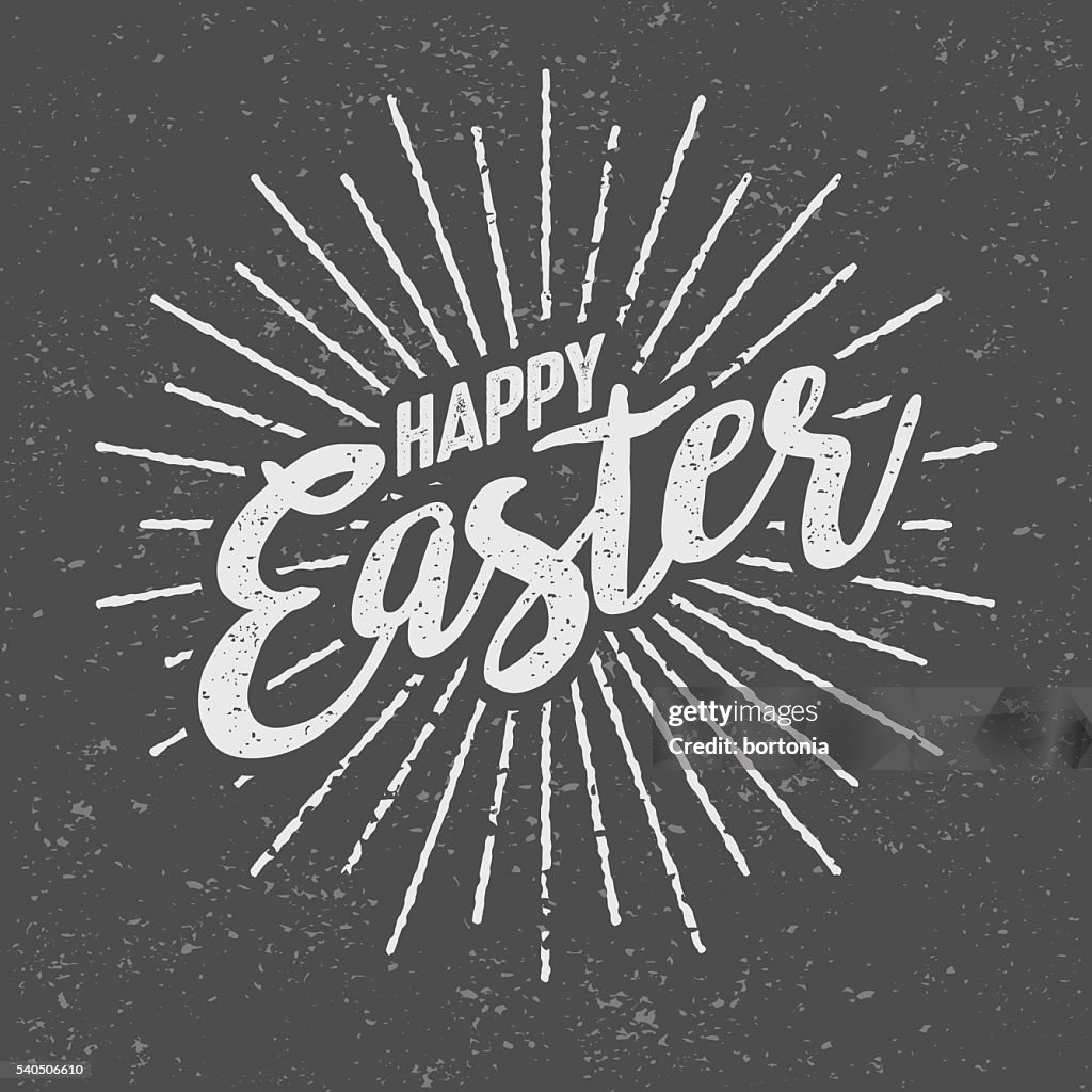 Happy Easter Message Vintage Screen Print