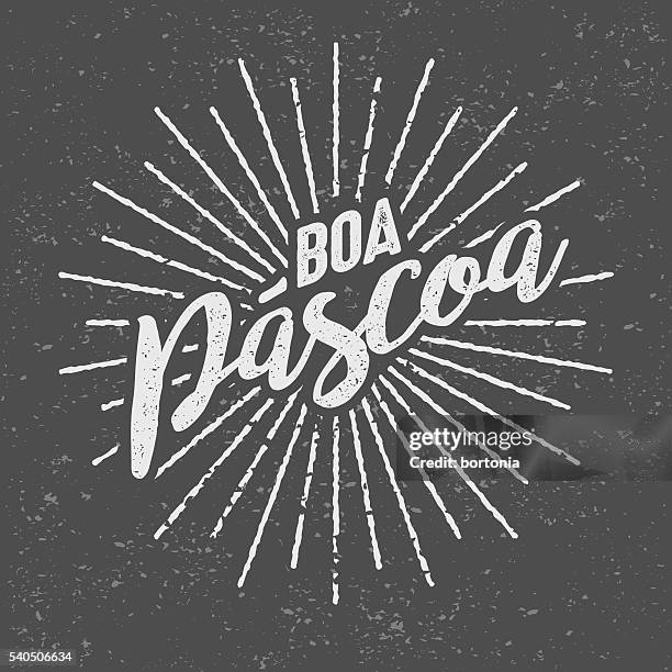 ilustraciones, imágenes clip art, dibujos animados e iconos de stock de boa páscoa ("easter'en portugués) vendimia impresión de pantalla - páscoa