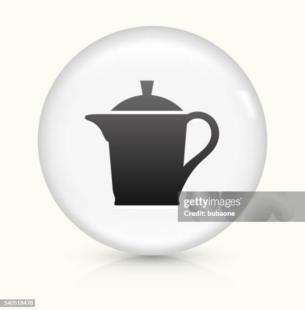 kettle icon on white round vector button - boiling kettle stock illustrations