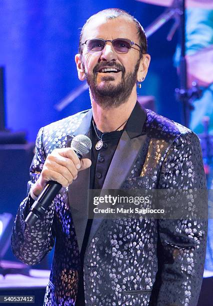 Musician Ringo Starr performs in concert with Ringo Starr and his All Star Band at the St. George Theater on June 15, 2016 in New York City.