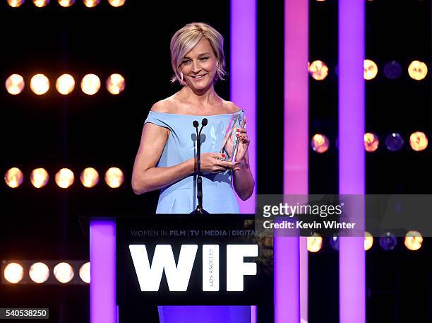 Max Mara Brand Ambassador Nicola Maramotti speaks onstage at the Women In Film 2016 Crystal + Lucy Awards Presented by Max Mara and BMW at The...